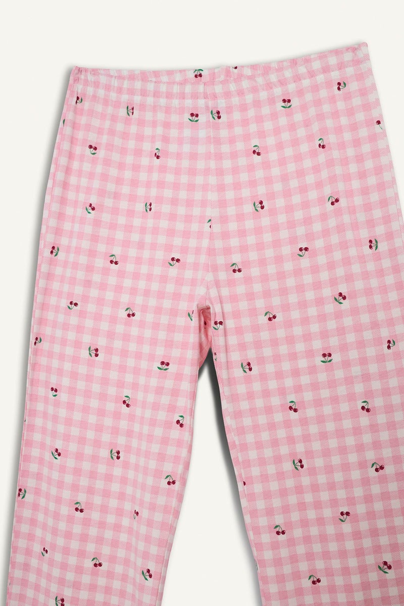 DeFacto Pink Woman Regular Fit Printed Top Bottom 2 Piece Pajama Set Casual - Image 5